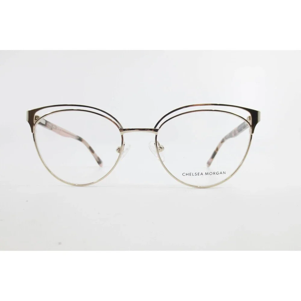 Chelsea Morgan CM 202415 Gold Tortoise Cat Eye Eyeglass Frames 53-18-140 Womens